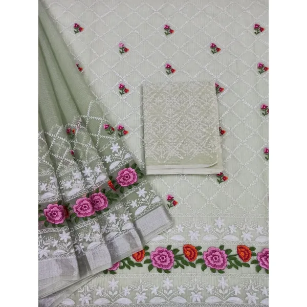 Ivory_Chikenkari_Pure_Cotton_Kota_Doria_White_Saree