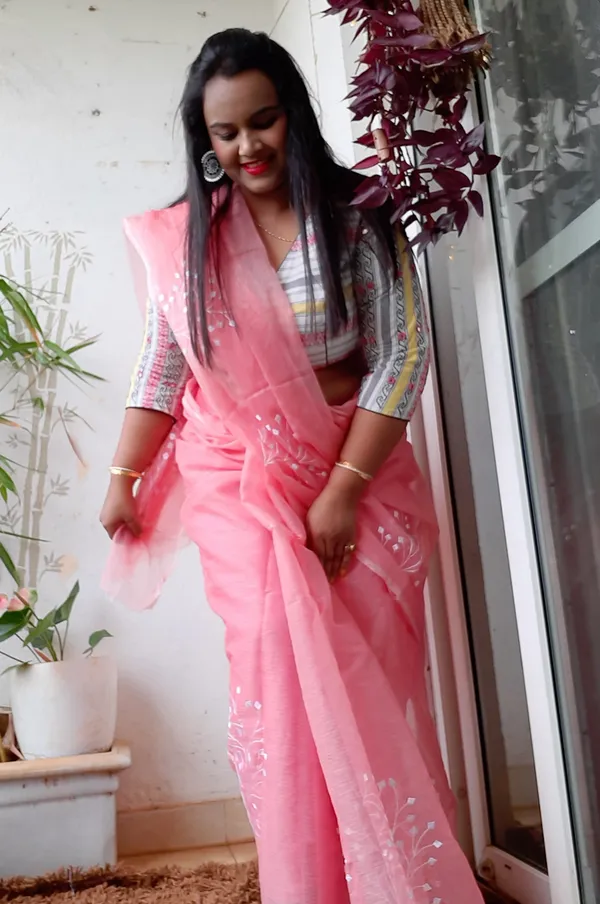 Playful_Kota_Doria_Cotton_Bel_Embroidery_Pink_Saree_Handdyed