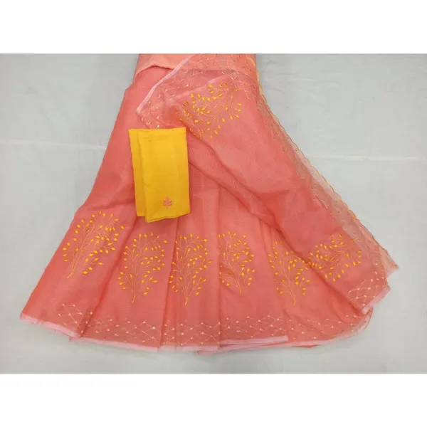Bold_Kota_Doria_Cotton_Bel_Embroidery_Orange_Saree_Handdyed