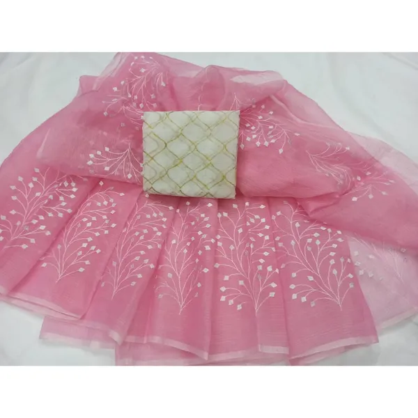 Trendy_Kota_Doria_Cotton_Bel_Embroidery_Pink_Saree_Handdyed