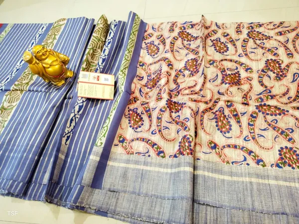 Silkmark_Tussar_Graceful_Blockprint_Purple_&_Beige_Saree
