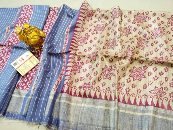 Silkmark_Tussar_Unique_Blockprint_Pink_&_Purple_Saree
