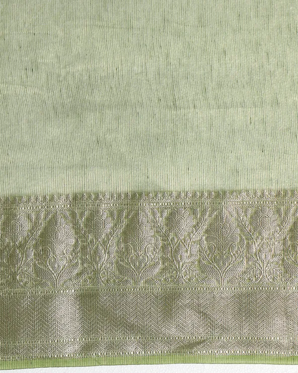 Sparkling_Banarasi_Silk_Linen_Green_Handloom_Saree