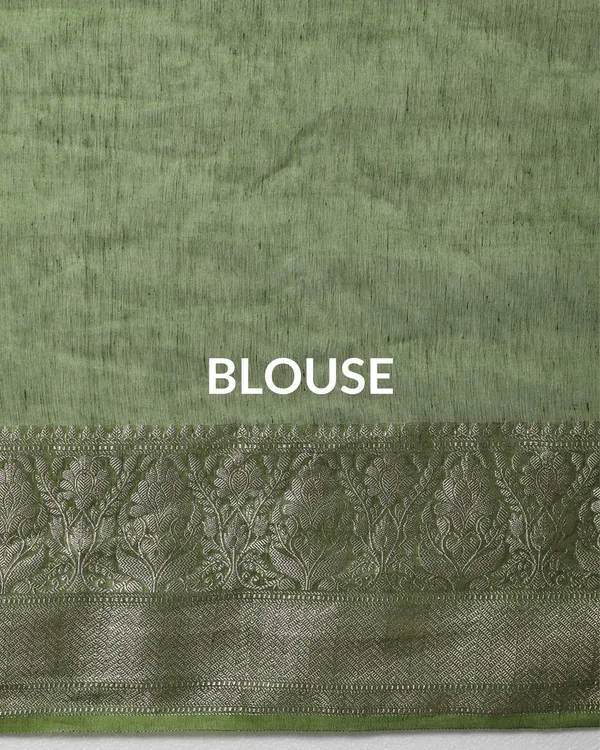 Sparkling_Banarasi_Silk_Linen_Green_Handloom_Saree