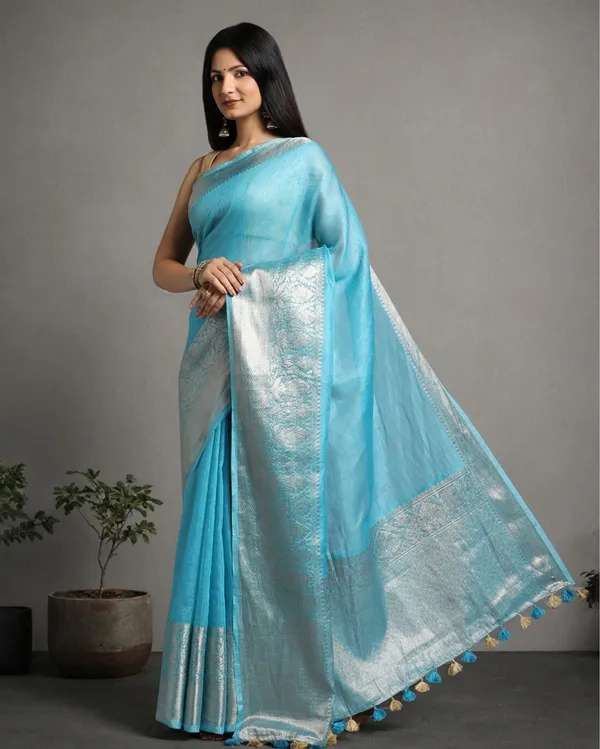 Modern_Banarasi_Silk_Linen_Blue_Handloom_Saree