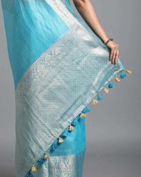 Modern_Banarasi_Silk_Linen_Blue_Handloom_Saree