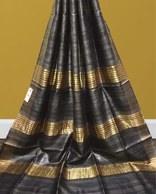 Silkmark_Ghicha_Tussar_Silk_Black_Saree
