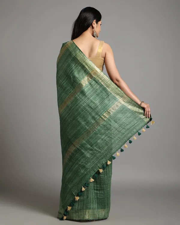 Silkmark_Ghicha_Tussar_Silk_Green_Saree