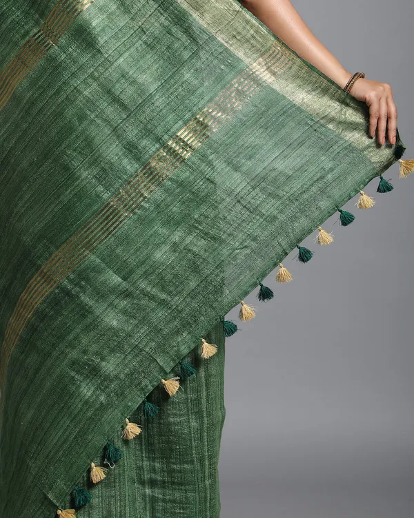 Silkmark_Ghicha_Tussar_Silk_Green_Saree