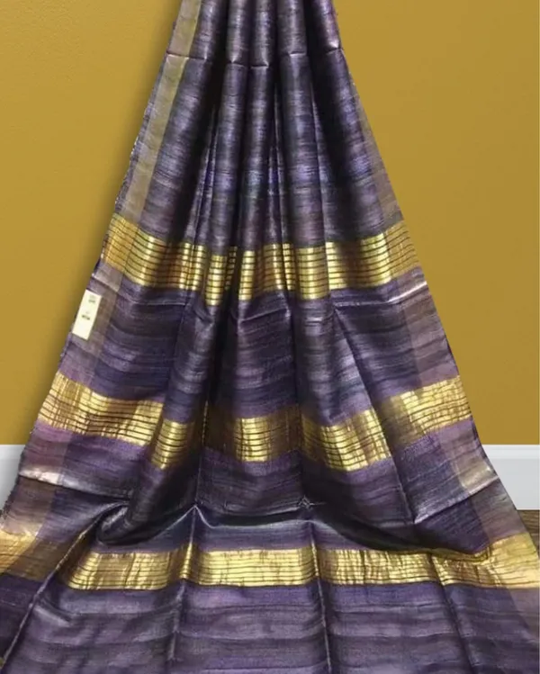 Silkmark_Ghicha_Tussar_Silk_Ink_Blue_Saree