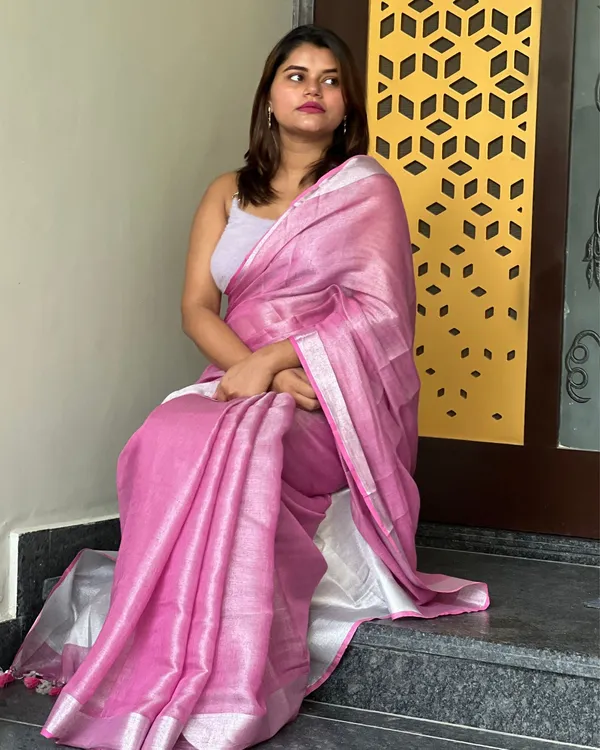 Alluring_Pure_Tissue_Linen_Pink_Handdyed_Saree