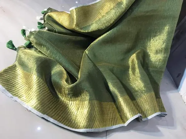 Inspiring_Pure_Tissue_Linen_Handdyed_Saree_Green