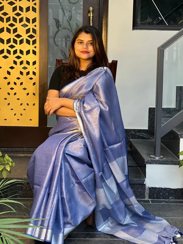 Enigmatic_Pure_Tissue_Linen_Blue_Handdyed_Saree