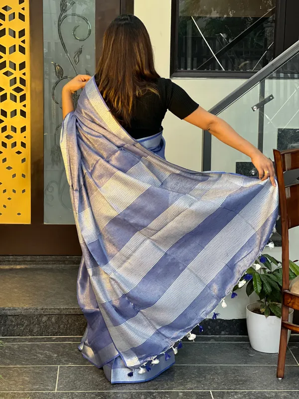 Enigmatic_Pure_Tissue_Linen_Blue_Handdyed_Saree