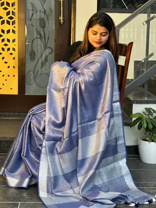 Enigmatic_Pure_Tissue_Linen_Blue_Handdyed_Saree