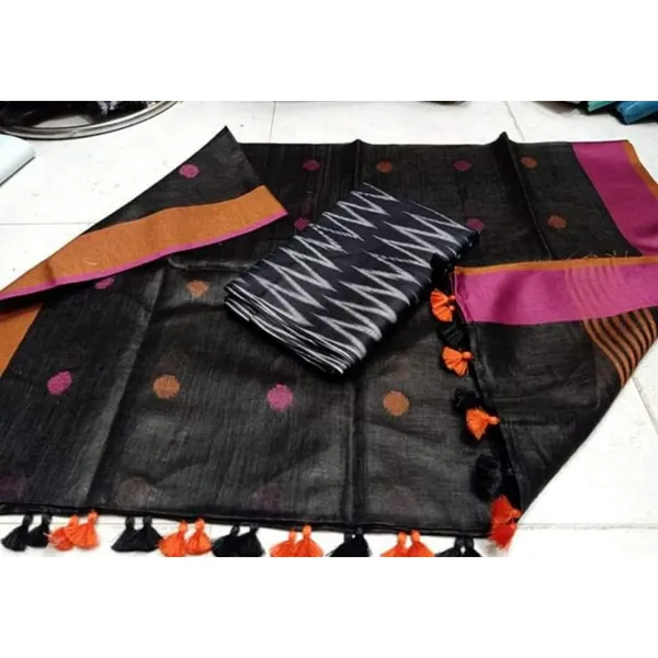 Pure_Linen_Timeless_Black_Dupatta_&_Black_Ikkat_Kurti_Set