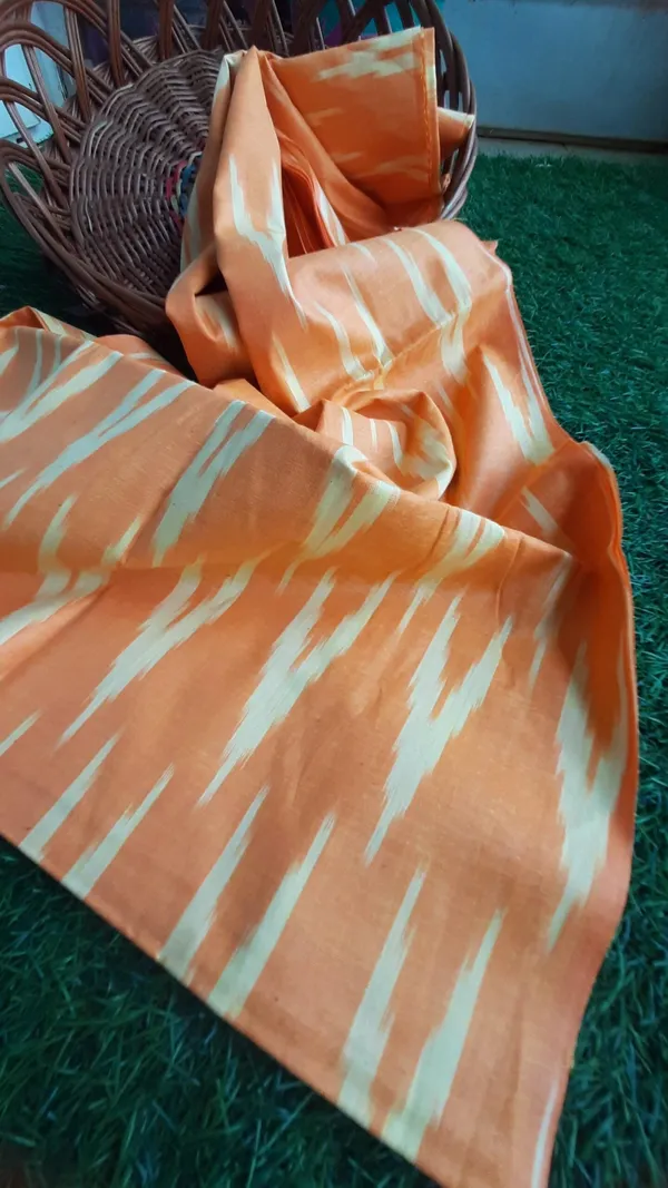Pure_Linen_Lustrous_Red_Dupatta_&_Yellow_Ikkat_Kurti_Set