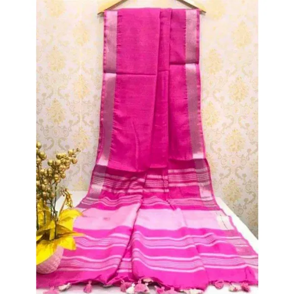 Symbolic_Handwoven_Pure_Linen_Pink_Saree