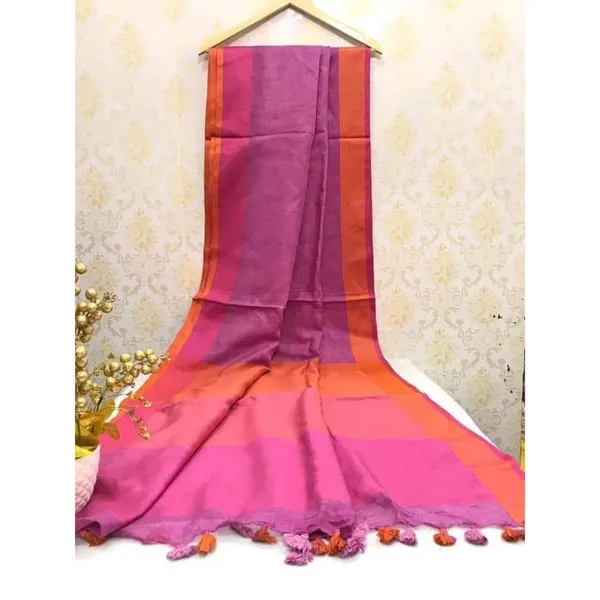 Thought-Provoking_Handwoven_Pure_Linen_Pink_Saree