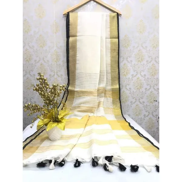 Lively_Handwoven_Pure_Linen_White_Saree