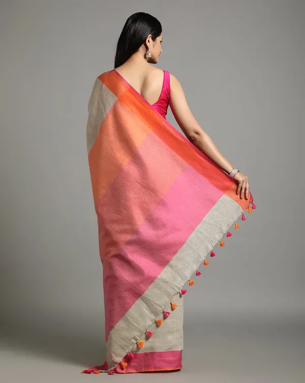 Evocative_Handwoven_Pure_Linen_Beige_Saree