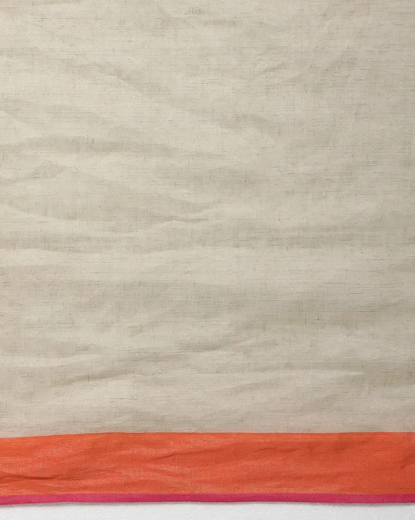 Evocative_Handwoven_Pure_Linen_Beige_Saree