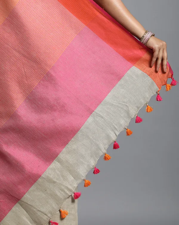 Evocative_Handwoven_Pure_Linen_Beige_Saree