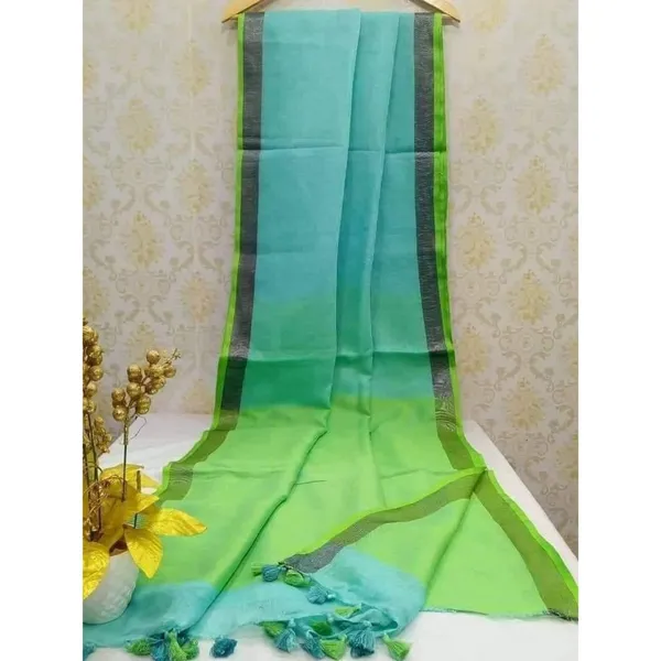 Vivid_Handwoven_Pure_Linen_Sea_Green_Saree