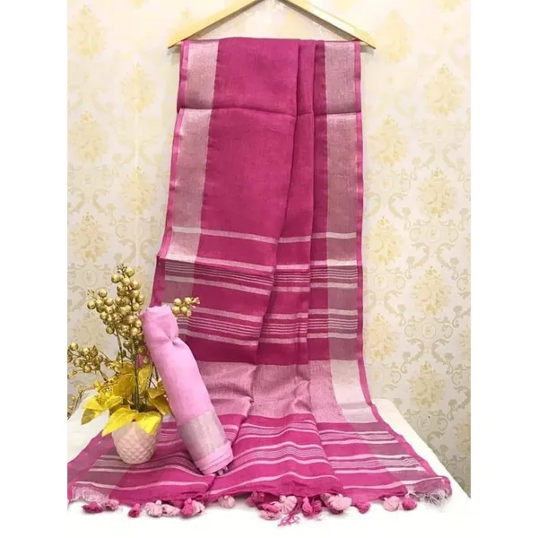 Masterful_Handwoven_Pure_Linen_Pink_Saree