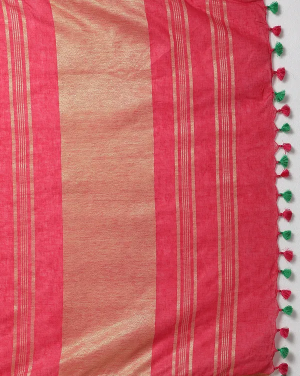 Enigmatic_Handwoven_Pure_Linen_Red_Saree