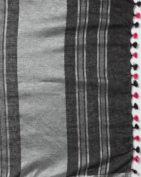Tranquil_Handwoven_Pure_Linen_Black_Saree