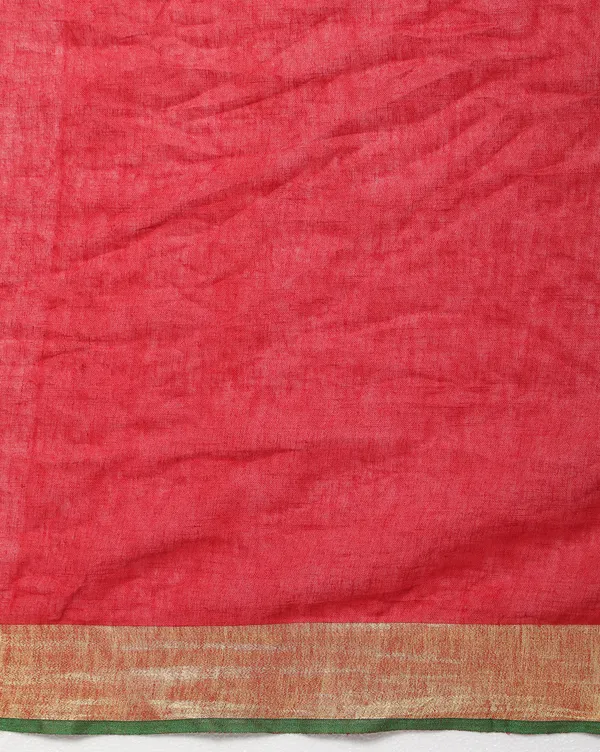 Ornate_Handwoven_Pure_Linen_Red_Saree