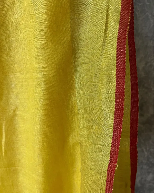 Empowering_Handwoven_Pure_Linen_Yellow_Saree