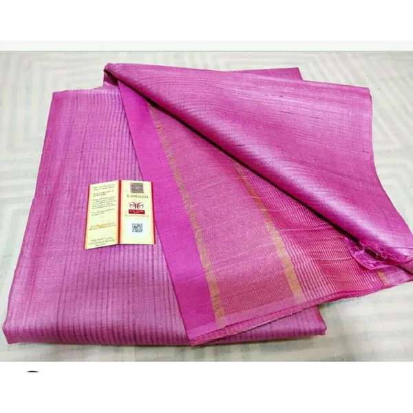 Eri_Silk_Tussar_Striped_Pink_Saree