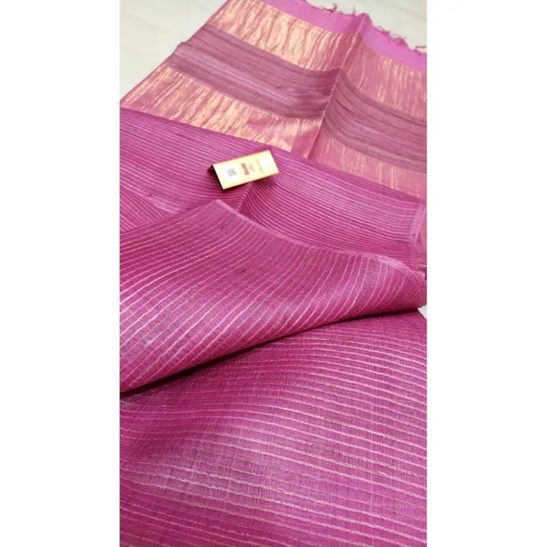 Eri_Silk_Tussar_Striped_Pink_Saree