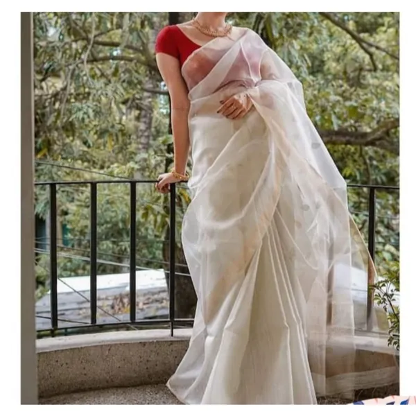 Incandescent_Silk_Linen_White_Saree_Buta