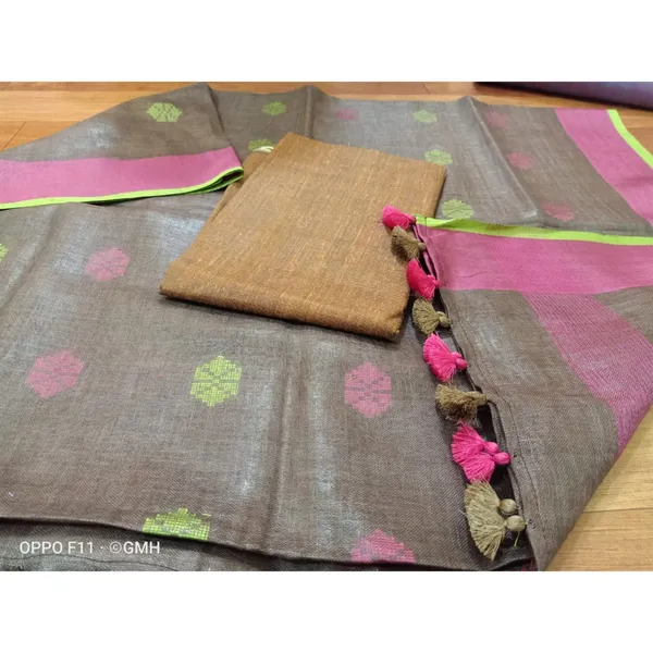 Pure_Linen_Striking_Brown_Dupatta_&_Katan_Silk_Brown_Top_Set