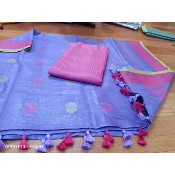 Pure_Linen_Luminous_Blue_Dupatta_&_Katan_Silk_Pink_Top_Set