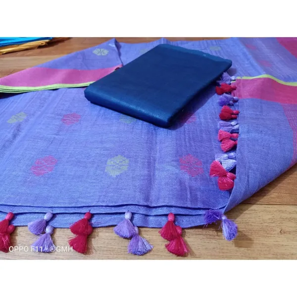 Pure_Linen_Melodic_Blue_Dupatta_&_Katan_Silk_Blue_Top_Set