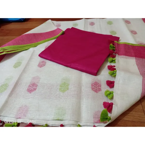 Pure_Linen_Misty_White_Dupatta_&_Katan_Silk_Red_Top_Set