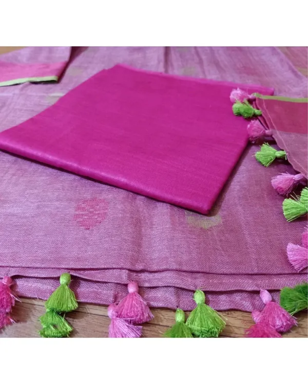 Pure_Linen_Poetic_Purple_Dupatta_&_Katan_Silk_Pink_Top_Set