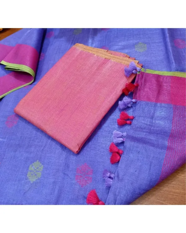 Pure_Linen_Dreamy_Purple_Dupatta_With_Katan_Silk_Pink_Top_Set