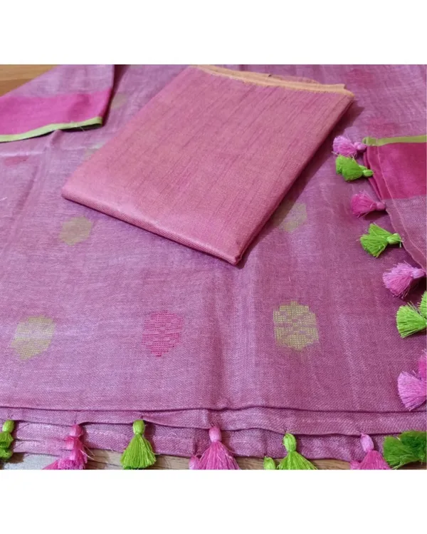 Pure_Linen_Elegant_Pink_Dupatta_&_Katan_Silk_Pink_Top_Set