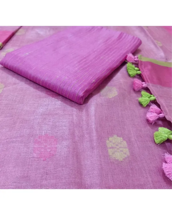 Pure_Linen_Surreal_Pink_Dupatta_&_Katan_Silk_Pink_Top_Set