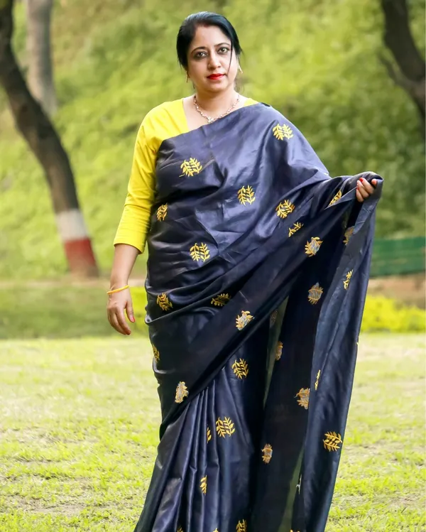 Silkmark_Pure_Tussar_Vivid_Embroidered_Black_Saree