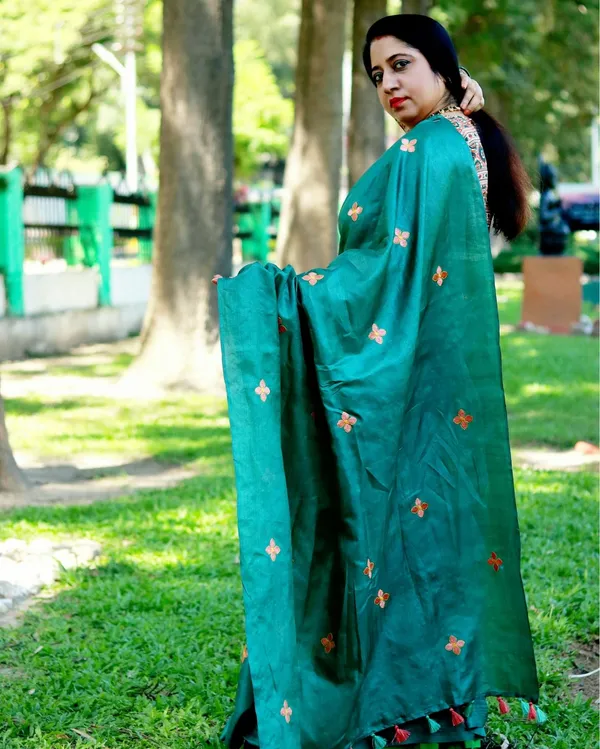 Silkmark_Pure_Tussar_Lucid_Embroidered_Green_Saree