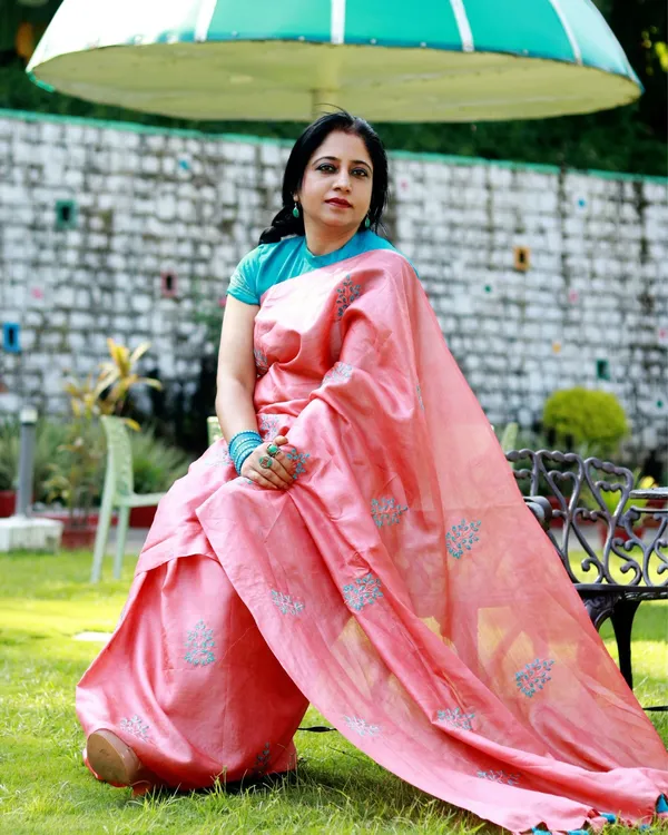 Silkmark_Pure_Tussar_Melodic_Embroidered_Peach_Saree