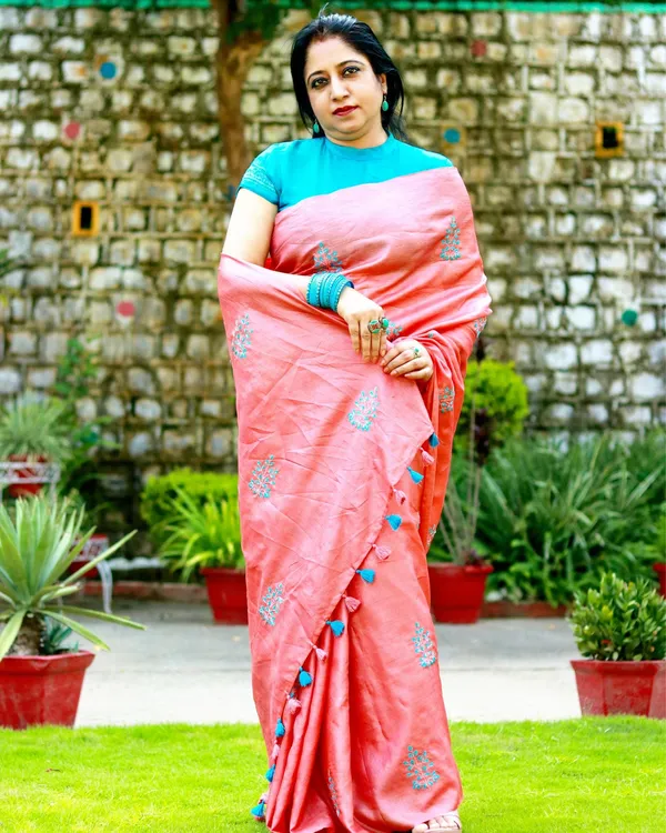 Silkmark_Pure_Tussar_Melodic_Embroidered_Peach_Saree