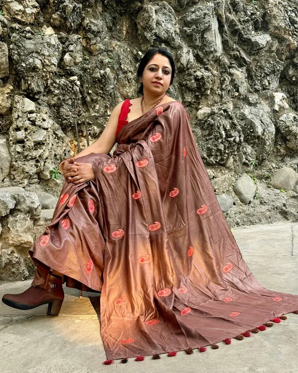 Silkmark_Pure_Tussar_Vibrant_Embroidered_Saree_Brown