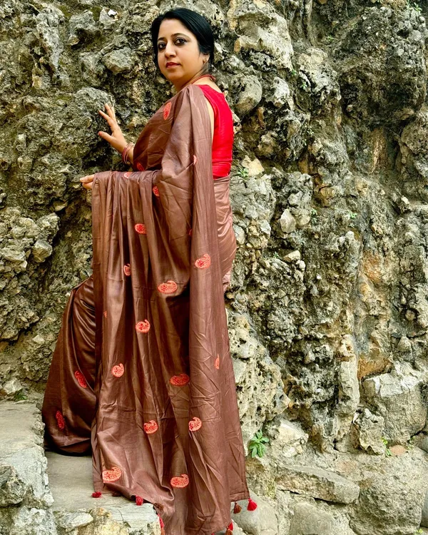 Silkmark_Pure_Tussar_Vibrant_Embroidered_Saree_Brown